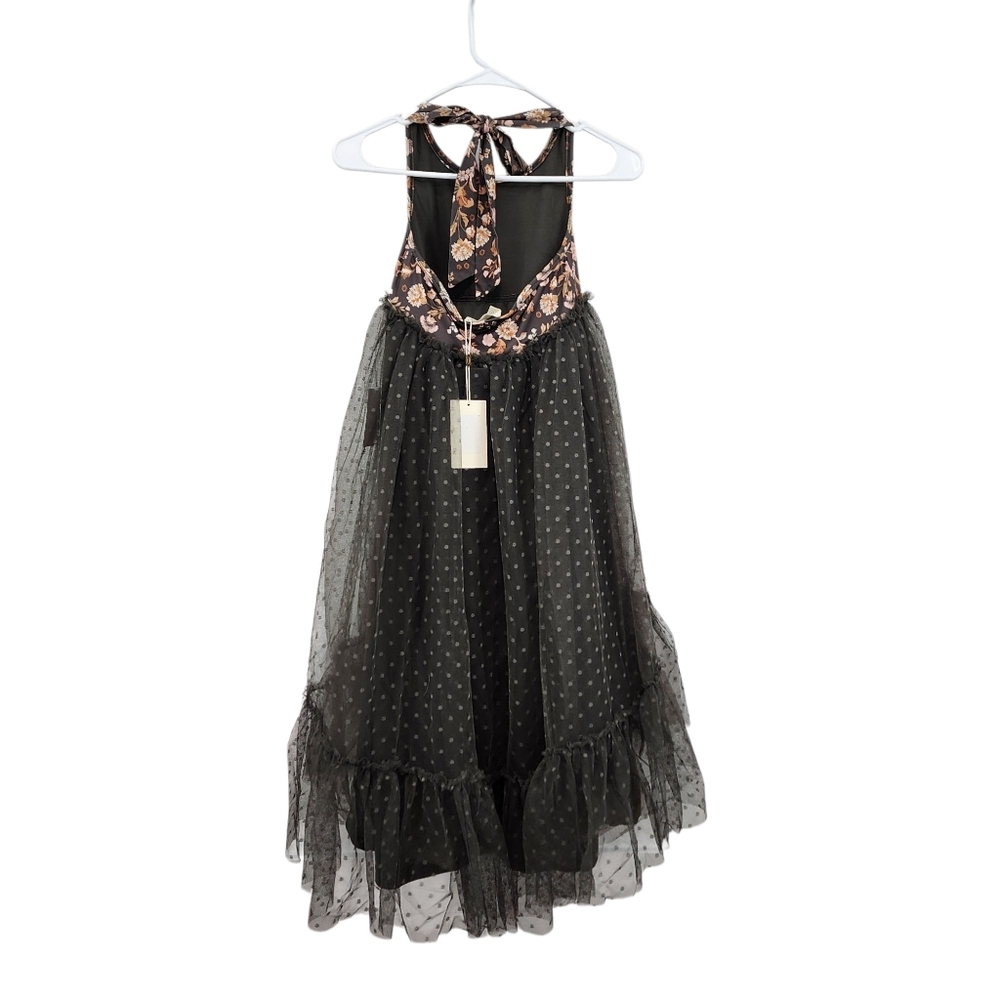 Joy Folie Girl's Floral Halter Hi-Low Tier Layered Tulle Dress - 8 - Picture 4 of 8
